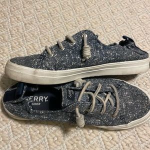 Sperry Top-Sider Denim Slip On Cinch Strap Boat Shoe Blue White Womens Size 7.5